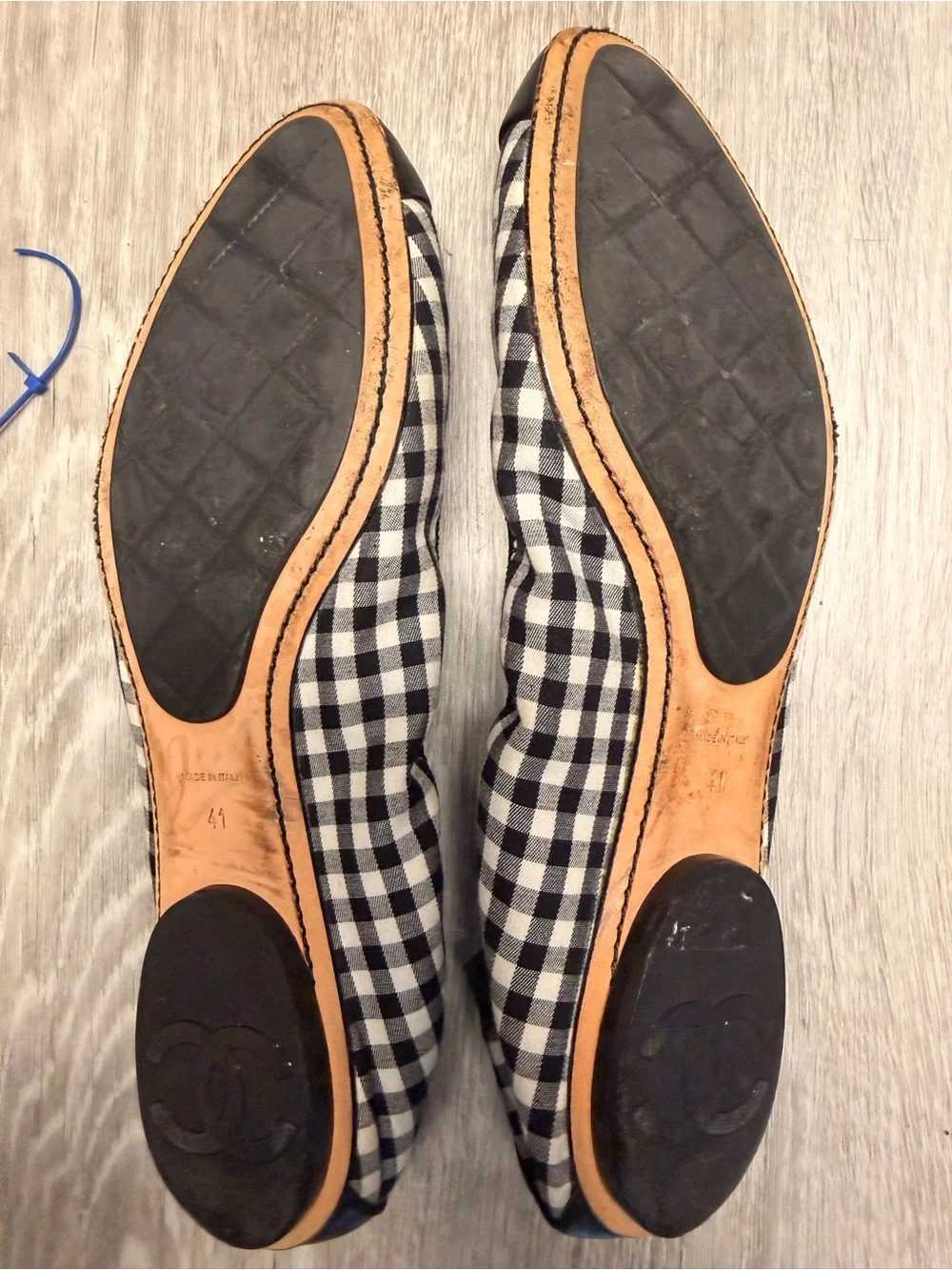 Chanel Black & White Gingham Ballet Flats - Picture 4 of 9